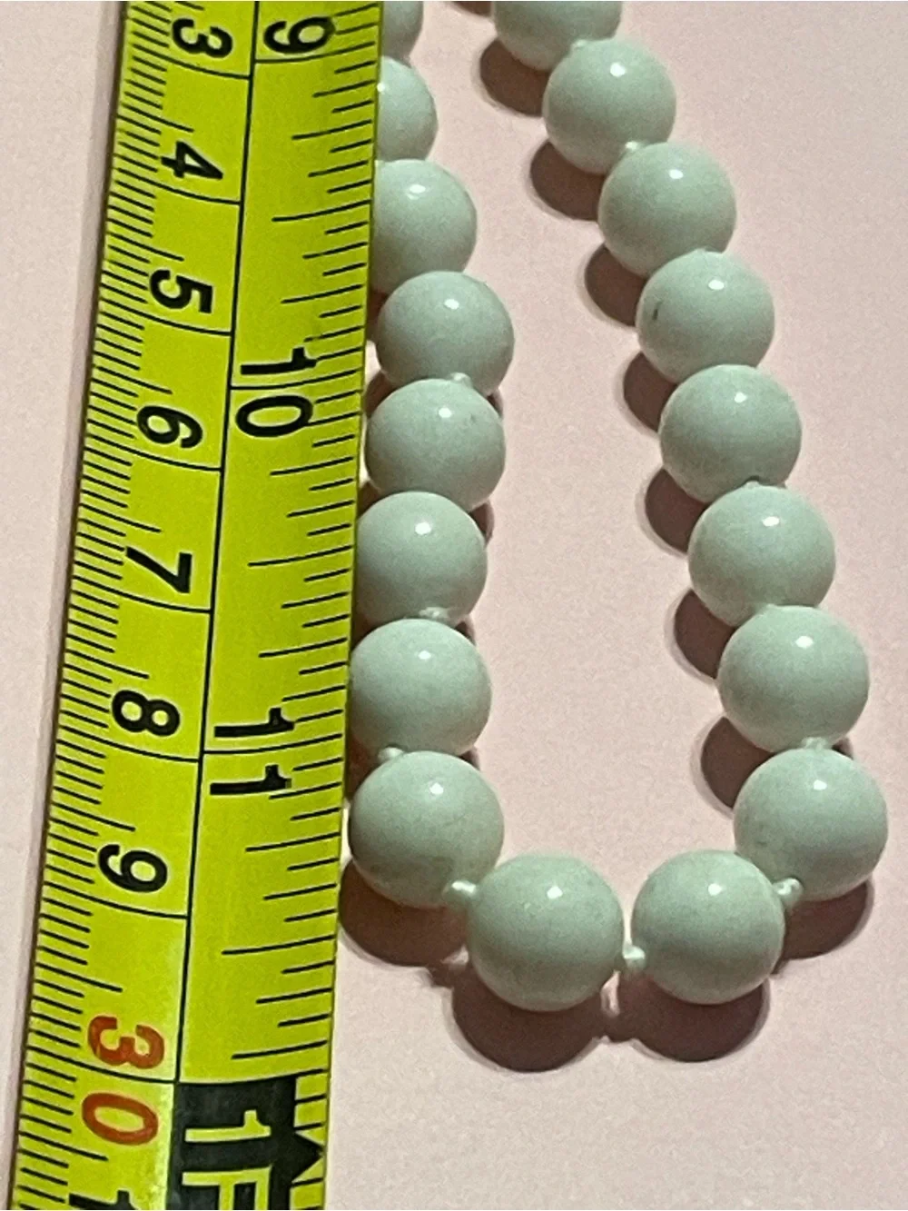 14K GF Knotted Milk Glass Bead Necklace #9181